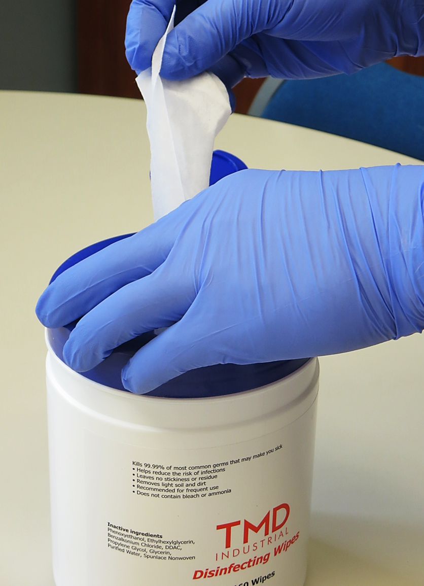 TMD Industrial FDA Approved Disinfectant Surface Wipes in 160 count canister